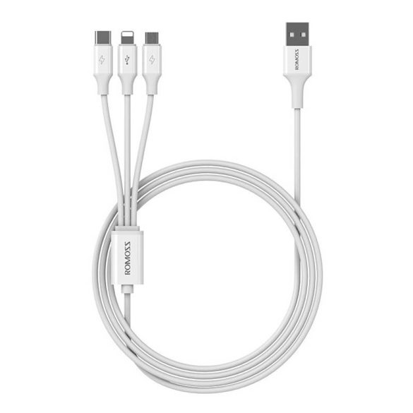 Romoss CB251V 3in1 USB-C / Lightning / Micro 3.5A 1.2m USB kábel (fehér)