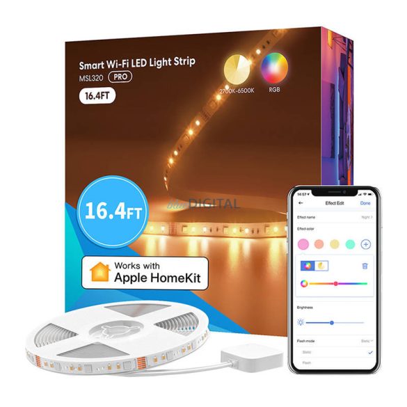 Intelligens Wi-FI LED csík RGBWW (5 méter) Meross MSL320 (HomeKit)