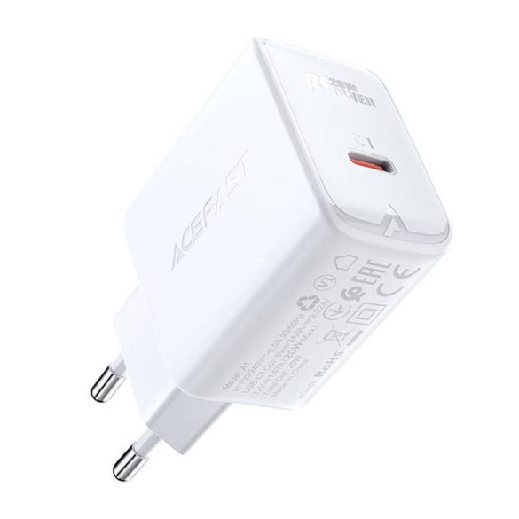 Fali töltő Acefast A1 PD20W, 1x USB-C (fehér)