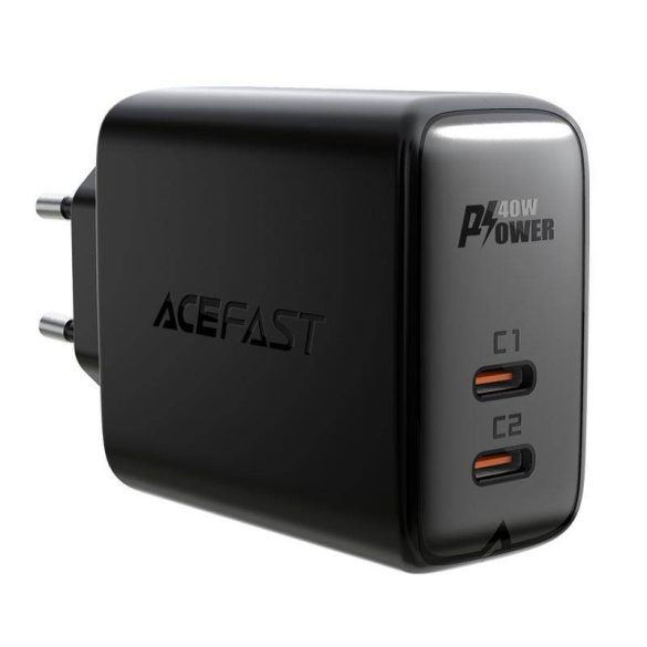 Fali töltő Acefast A9, 2x USB-C, PD 40W (czarna)