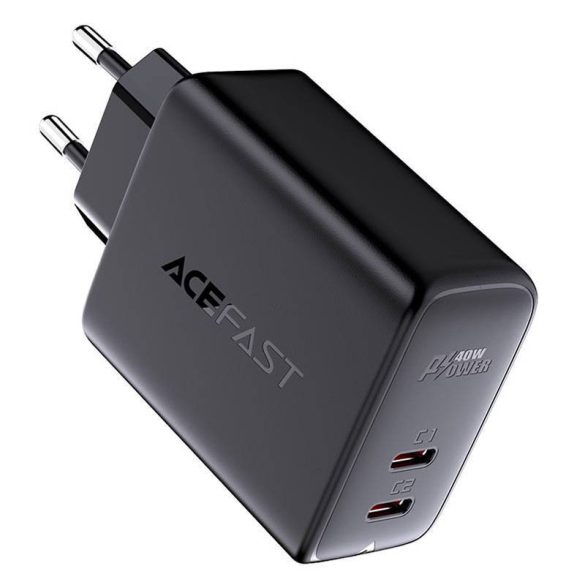 Fali töltő Acefast A9, 2x USB-C, PD 40W (czarna)