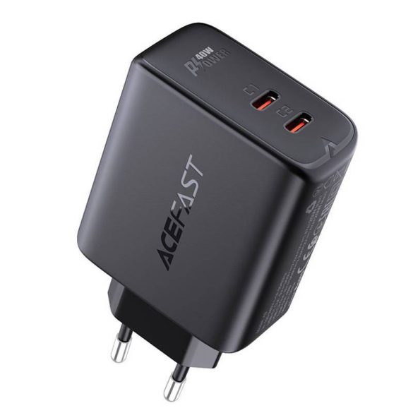 Fali töltő Acefast A9, 2x USB-C, PD 40W (czarna)