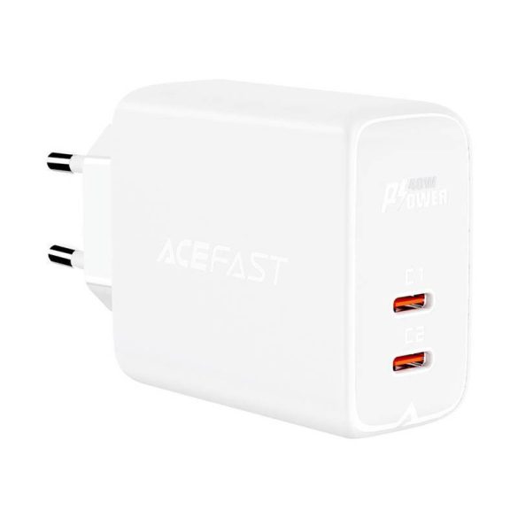 Fali töltő Acefast A9 PD40W, 2x USB-C (fehér)