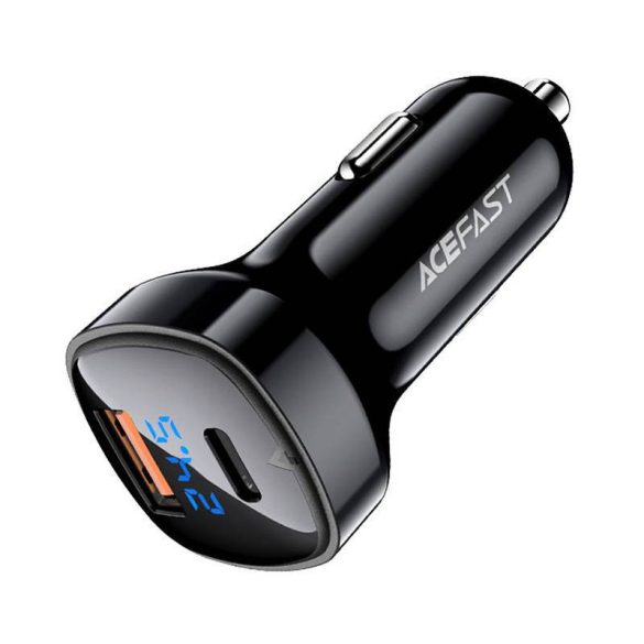 Autótöltő Acefast B4, 66W, USB-C + USB, kijelzővel (fekete)