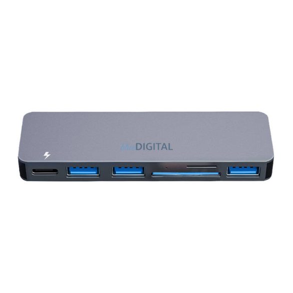 RayCue USB Hub 6in2 2x USB-C Thunderbolt 3-hoz + 3x USB-A 3.0 5Gbps + SD/TF 2.0 (szürke)