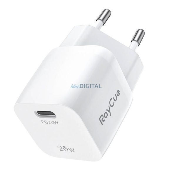 RayCue hálózati töltő 1xUSB-C csatlakozással PD 20W - fehér