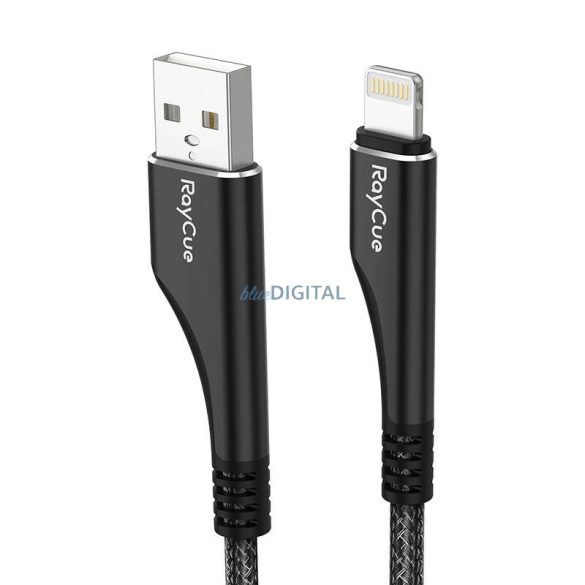 RayCue CA01 USB-A - Lightning kábel 1.2m 2.4A - fekete