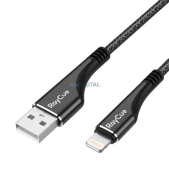 RayCue CA01 USB-A - Lightning kábel 1.2m 2.4A - fekete