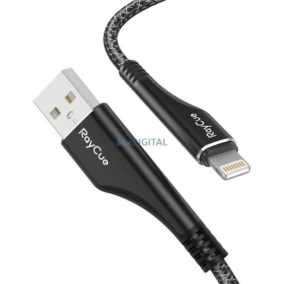 RayCue CA01 USB-A - Lightning kábel 1.2m 2.4A - fekete