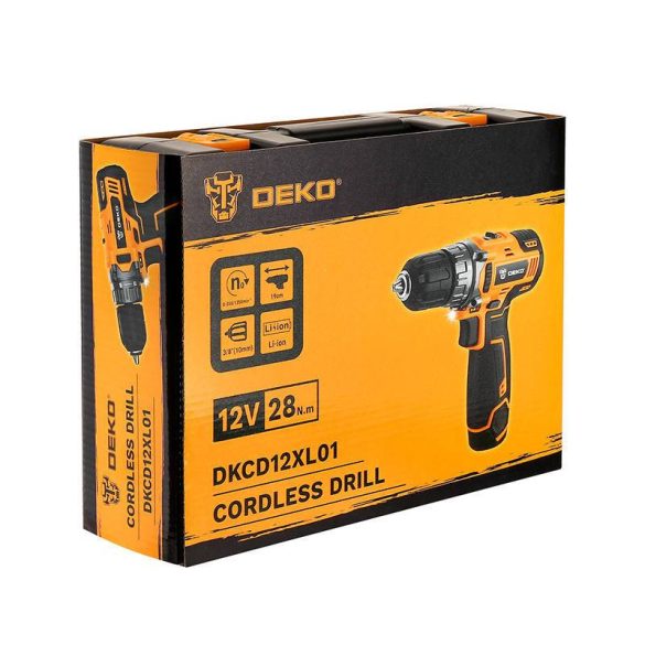 Deko Tools DKCD12XL01-5S3 Akkumulátoros fúrógép, 12V