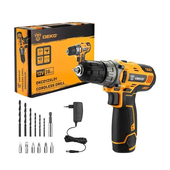 Deko Tools DKCD12XL01-5S3 Akkumulátoros fúrógép, 12V