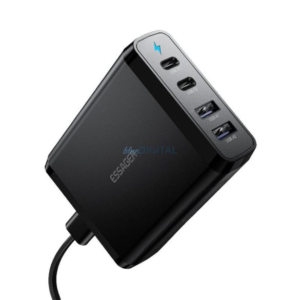 Essager ECT2CA-FLB01-Z hálózati töltő 2xUSB-A és 2xUSB-C csatlakozással 100W GaN - fekete