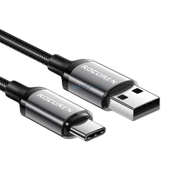 Rocoren Retro Series USB-A - Type-C kábel 1m 3A - szürke