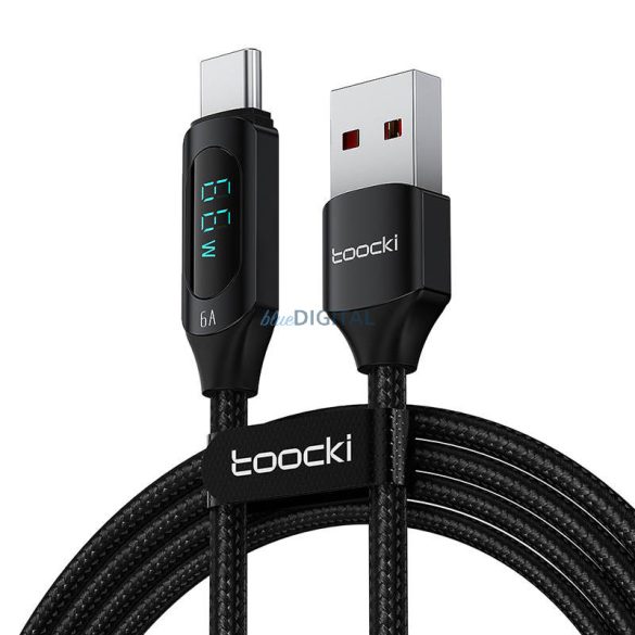 Toocki töltőkábel USB A-C, 1m, 66W (fekete)