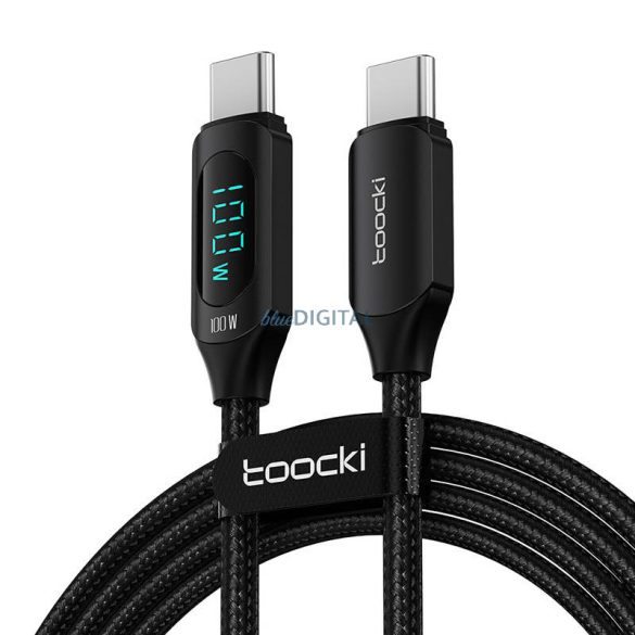 Toocki töltőkábel USB C-C, 1m, 100W (fekete)