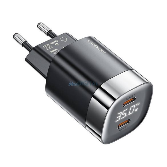 Toocki 2x USB-C, GaN 35W-os töltő (fekete)