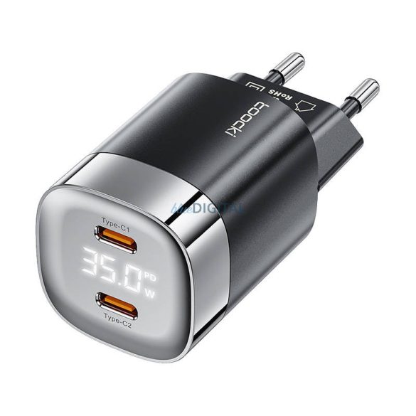 Toocki 2x USB-C, GaN 35W-os töltő (fekete)