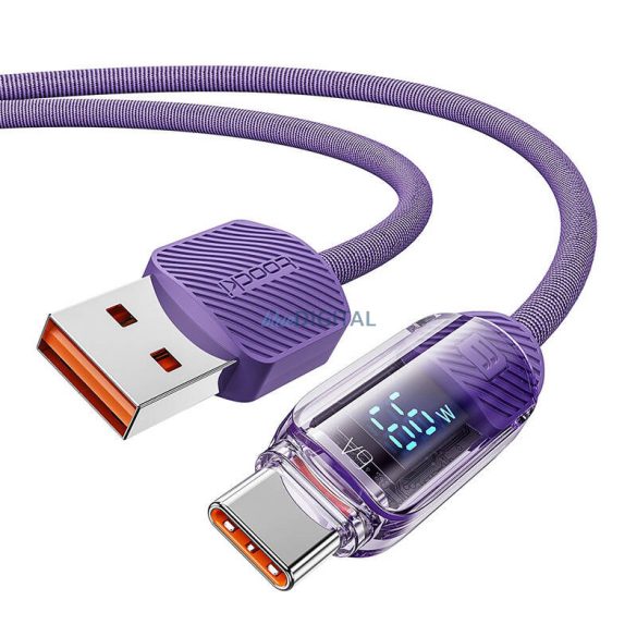 Toocki TXCTYX05-P USB-A - Type-C kábel 1m 66W - lila