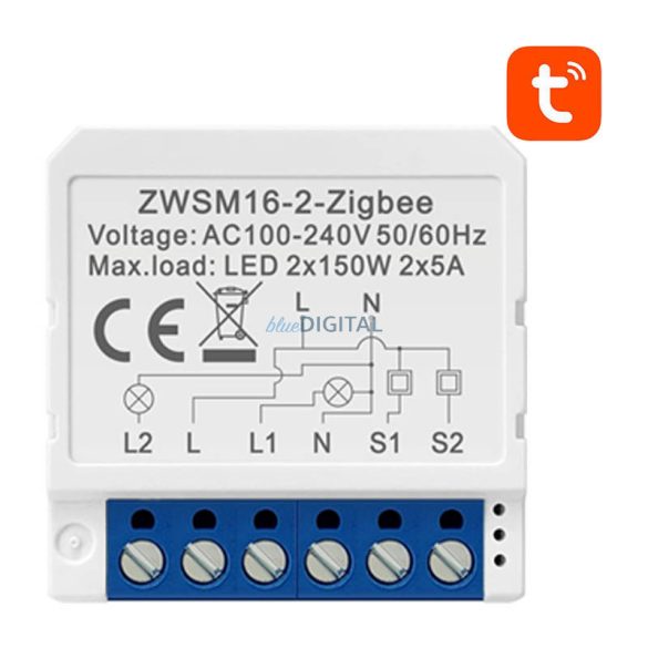 Intelligens kapcsolómodul ZigBee Avatto ZWSM16-W2 TUYA ZigBee ZWSM16-W2 TUYA