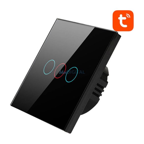 Intelligens villanykapcsoló WiFi Avatto TS02-EU-B3 3-utas (fekete)