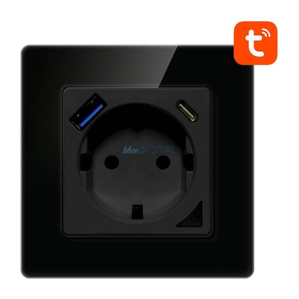Smart WiFi fali aljzat Avatto N-WOT10-USB-B TUYA USB USB-C (fekete)