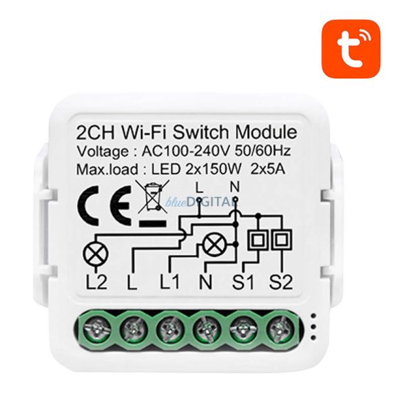 Intelligens kapcsoló modul WiFi Avatto N-WSM01-2 TUYA