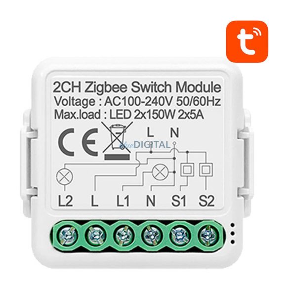 Intelligens kapcsoló modul ZigBee Avatto N-ZWSM01-2 TUYA