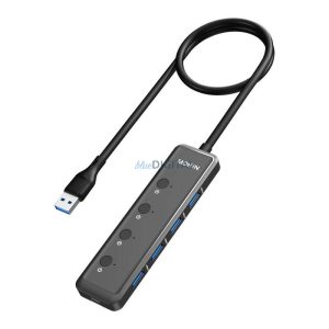 MOKiN MOUC5708 5-az-1-ben USB hub USB-A3.0 - 4xUSB-A + 1xUSB-C DC - fekete