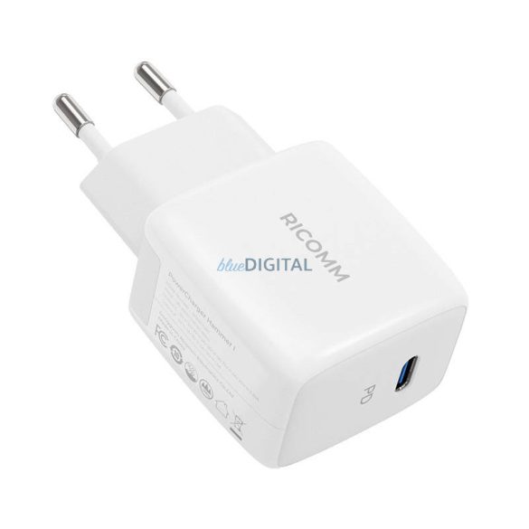 Fali töltő 25W PD Ricomm RC251 EU, 1xUSB-C + 2,1m USB-C kábel