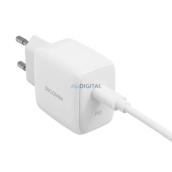 Fali töltő 25W PD Ricomm RC251 EU, 1xUSB-C + 2,1m USB-C kábel