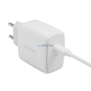 Fali töltő 45W GaN Ricomm RC451 EU, 1xUSB-C + 2,1m USB-C kábel