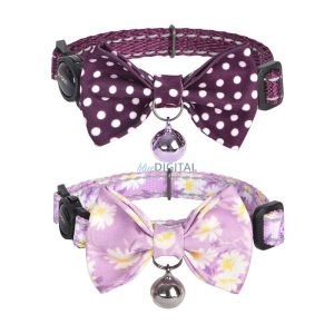 Nyakörv szett Dogness macskáknak 2 db (Calamus Purple/Polka Dot Purple)