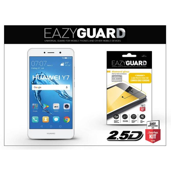 Huawei Y7/Y7 Prime gyémántüveg képernyővédő fólia - Diamond Glass 2.5D Fullcover - fehér
