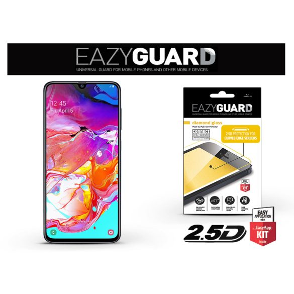 Samsung A705F Galaxy A70 gyémántüveg képernyővédő fólia - Diamond Glass 2.5D Fullcover - fekete