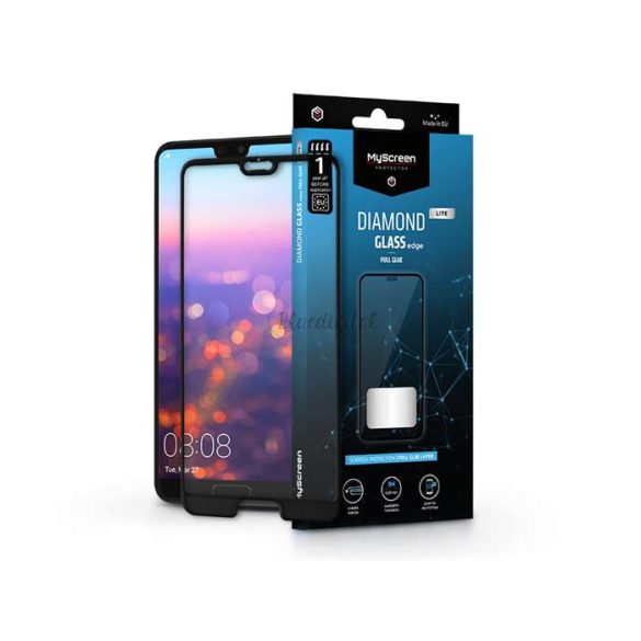 Huawei P20 edzett üveg képernyővédő fólia - MyScreen Protector Diamond Glass    Lite Edge2.5D Full Glue - fekete