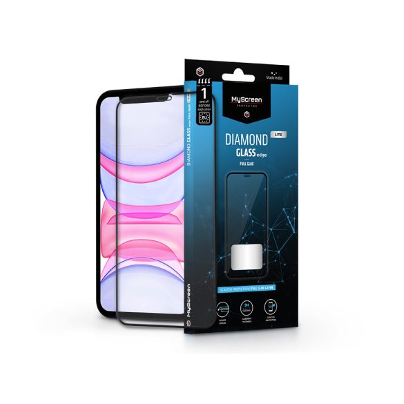 Apple iPhone XR/iPhone 11 edzett üveg képernyővédő fólia - MyScreen Protector   Diamond Glass Lite Edge2.5D Full Glue - fekete