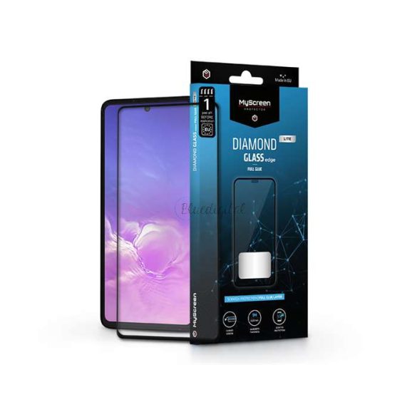 Samsung G770F Galaxy S10 Lite/A915F Galaxy A91 edzett üveg képernyővédő fólia - MyScreen Protector Diamond Glass Lite Edge2.5D Full Glue - fekete