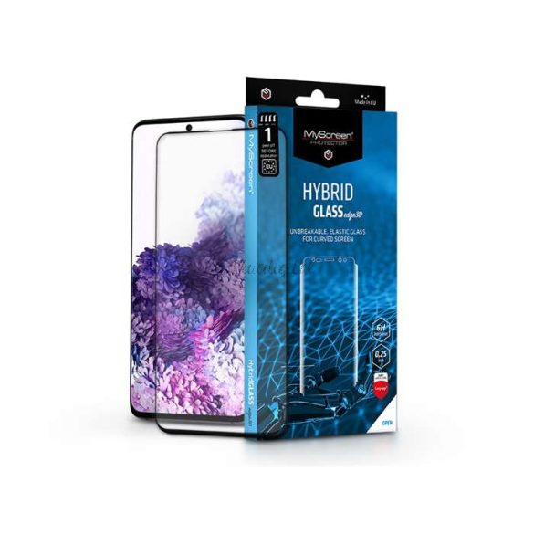 Samsung G980F Galaxy S20 rugalmas üveg képernyővédő fólia ívelt kijelzőhöz - MyScreen Protector Hybrid Glass Edge3D - fekete