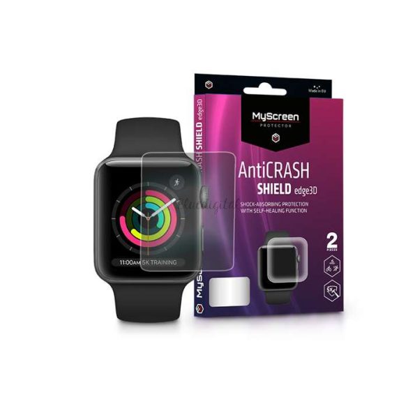 Apple Watch Series 3 (38 mm) ütésálló képernyővédő fólia - MyScreen Protector   AntiCrash Shield Edge3D - 2 db/csomag - átlátszó