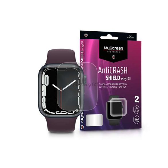 Apple Watch Series 7 (45 mm) ütésálló képernyővédő fólia - MyScreen Protector AntiCrash Shield Edge3D - 2 db/csomag - transparent