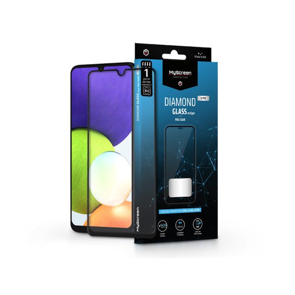 Samsung A225F Galaxy A22 4G/M225F Galaxy M22 4G edzett üveg képernyővédő fólia -MyScreen Protector Diamond Glass Lite Edge2.5D Full Glue - fekete