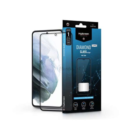 Samsung G990F Galaxy S21 edzett üveg képernyővédő fólia - MyScreen Protector    Diamond Glass Lite Edge2.5D Full Glue - fekete