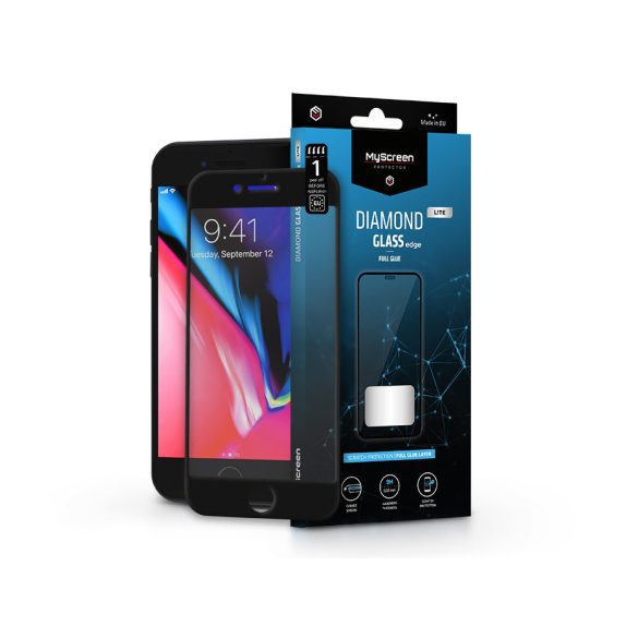 Apple iPhone 7 Plus/8 Plus edzett üveg képernyővédő fólia - MyScreen Protector  Diamond Glass Lite Edge2.5D Full Glue - fekete