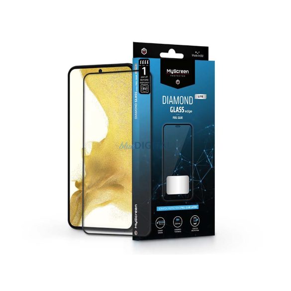 Samsung S901B Galaxy S22 5G/Galaxy S23 edzett üveg képernyővédő fólia -         MyScreenProtector Diamond Glass Lite Edge2.5D Full Glue - fekete