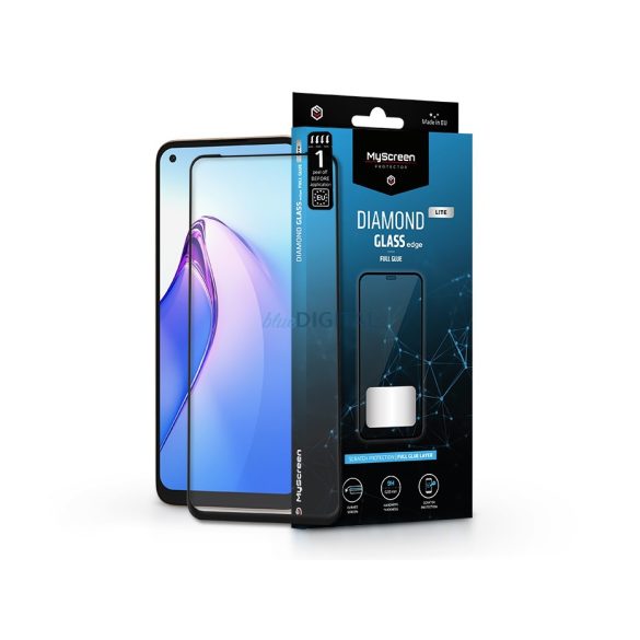 Oppo Reno8 5G rugalmas edzett üveg képernyővédő fólia - MyScreen Protector      Diamond Glass Lite Edge2.5D Full Glue - fekete