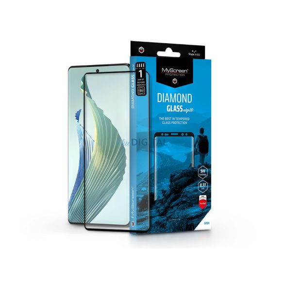 Honor Magic 5 Lite edzett üveg képernyővédő fólia ívelt kijelzőhöz - MyScreen   Protector Diamond Glass Edge3D - fekete