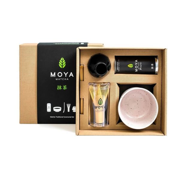 Moya Matcha ceremonial szett - Matcha tea premium 30g+Madaro+világos ecset+világos kanál+Ecset tartó