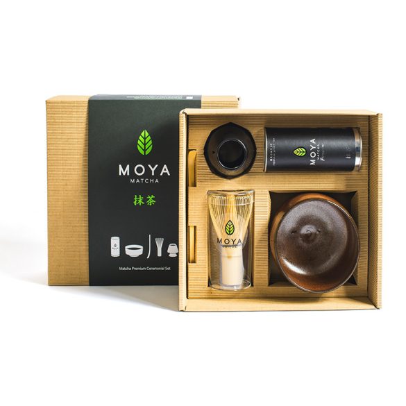 Moya Matcha ceremonial szett - Matcha tea premium 30g+Shoku+világos ecset+világos kanál+Ecset tartó