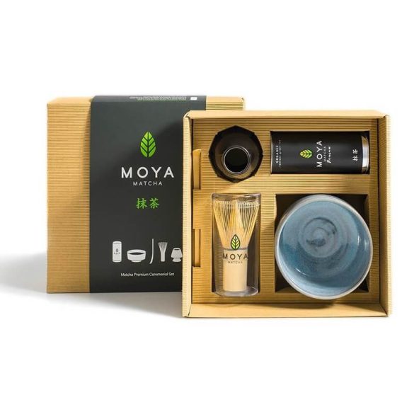 Moya Matcha ceremonial szett - Matcha tea premium 30g+Umi+világos ecset+világos kanál+Ecset tartó