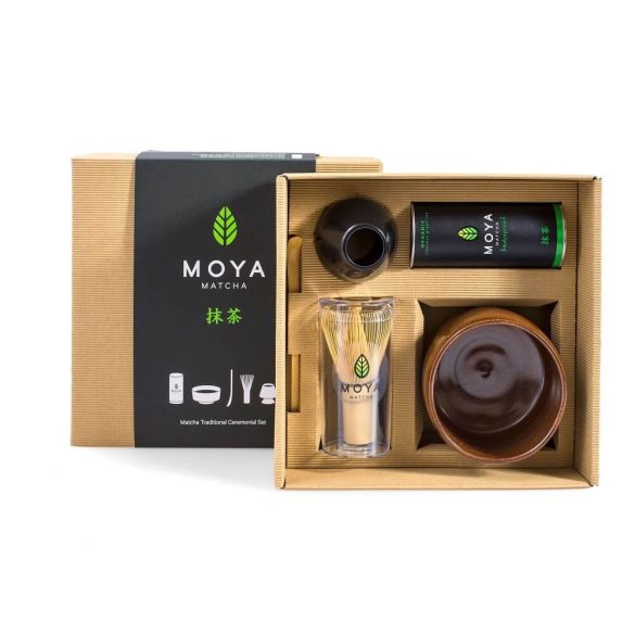 Moya Matcha ceremonial szett - Matcha tea traditional 30g+Shoku+világos ecset+világos kanál+Ecset tartó